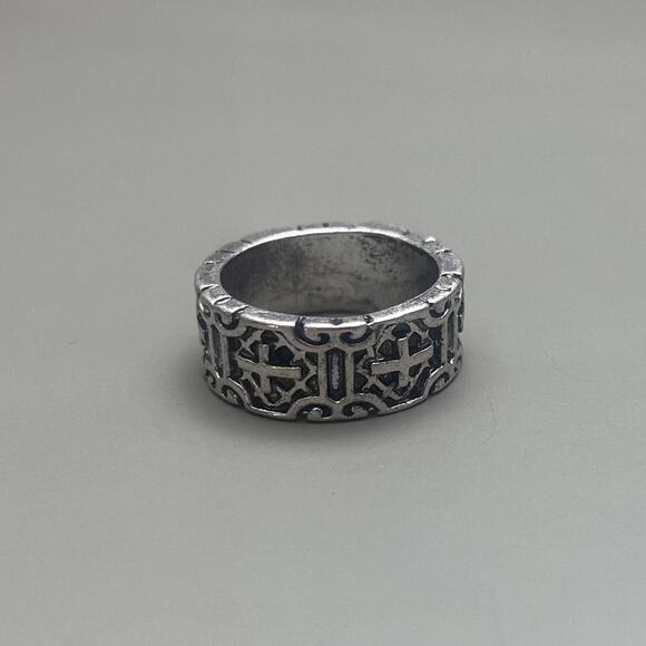 Y2K Grunge Silver Gothic Cross Ring – Size 10, Unisex, Brand New - Picture 1 of 7